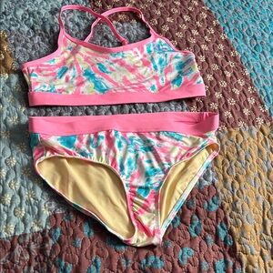 Lands' End Pink and Blue Tie-Dye Bikini